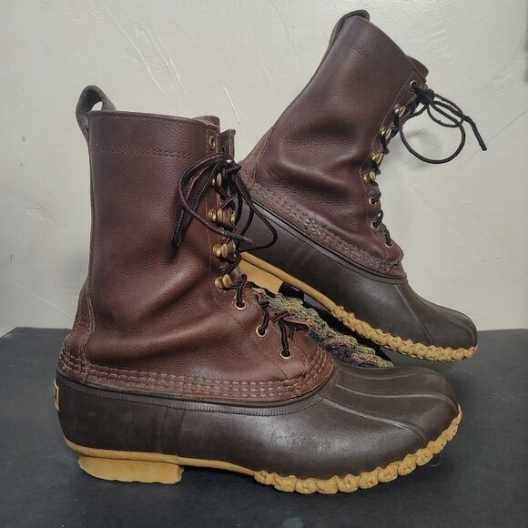 LL Bean Boots Mens Size 9M Brown 10" Leather Maine Hunting Duck USA - Picture 1 of 10